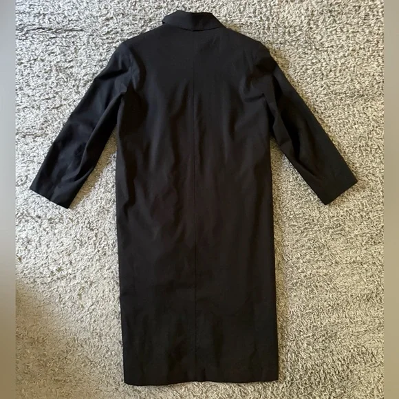 Bill Blass - Vintage 80’s Black Collared Trench Coat with Hood Attachment & Belt - Picture 5 of 9